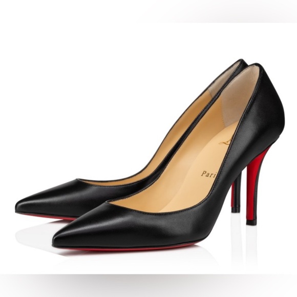 Christian Louboutin Apostrophy 100mm Point Toe Pumps Heels Black Patent Size 41 - Picture 1 of 14